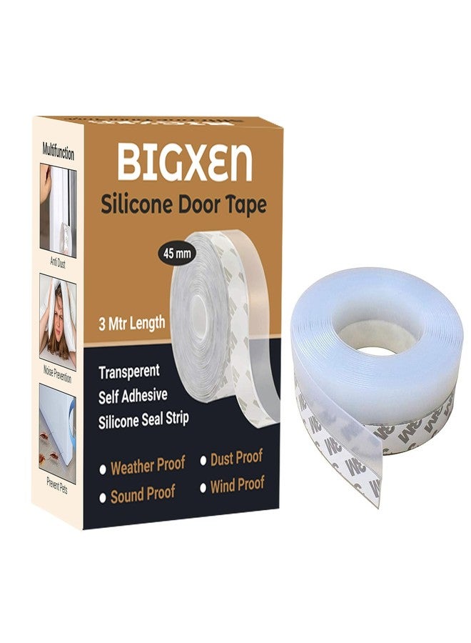 BIGXEN شريط سيليكون لاصق ذاتي من BIGXEN بطول 3 أمتار وعرض إضافي 4.5 سم، عازل للصوت والطقس، مقاوم للرياح، يسد فجوات الأبواب والنوافذ، شريط مانع للتسرب أسفل الأبواب للمنزل (طول 3 أمتار، عرض 4.5 سم) - Image 1